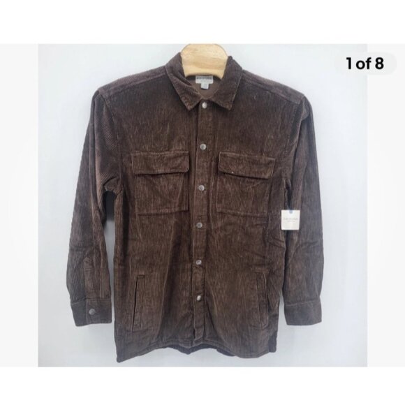 Arizona Jean Co Mens Brown Corduroy Long Sleeve Button Up Shirt Shacket 3XL - Picture 1 of 13